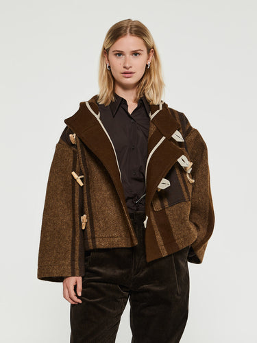 AF Agger - Klippan Boiled Wool Hooded Jacket in Brown