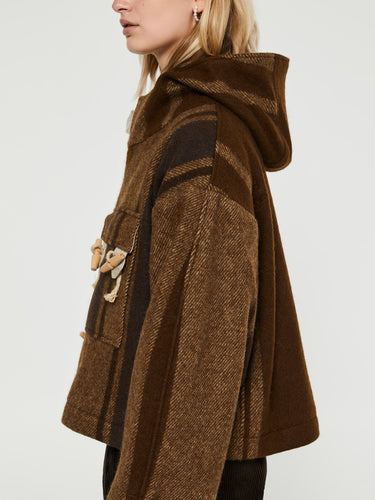 AF Agger - Klippan Boiled Wool Hooded Jacket in Brown