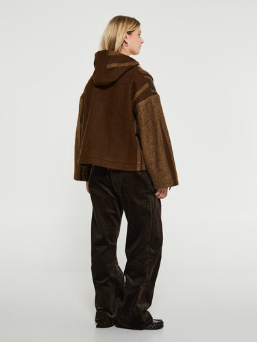 AF Agger - Klippan Boiled Wool Hooded Jacket in Brown