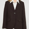 AF Agger - Linen Straight Blazer in Dark Brown