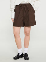AF Agger - Cotton Poplin Shorts in Dark Brown
