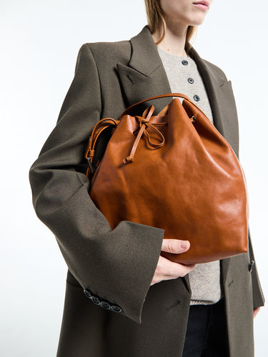AF Agger - Leather Bucket Bag in Cognac