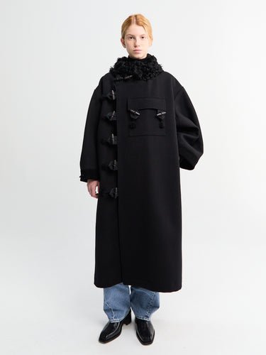 Hainsworth Wool Officer Coat i Sort