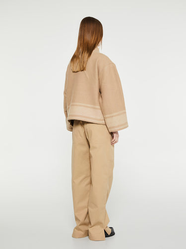 AF Agger - Klippan Boiled Wool Jacket in Beige With Stripes