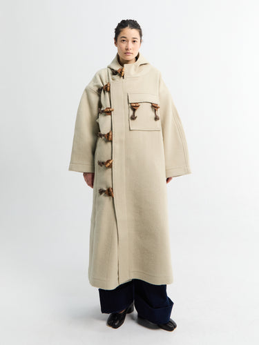 Klippan boiled wool duffle coat in Oatmeal