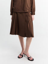 AF Agger - Tropical wool pleated skirt in Brown