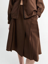 AF Agger - Tropical wool pleated skirt in Brown
