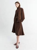 AF Agger - Tropical wool pleated skirt in Brown