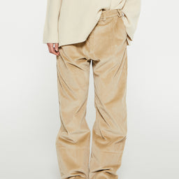 AF Agger - Corduroy Box Trousers in Cool Beige
