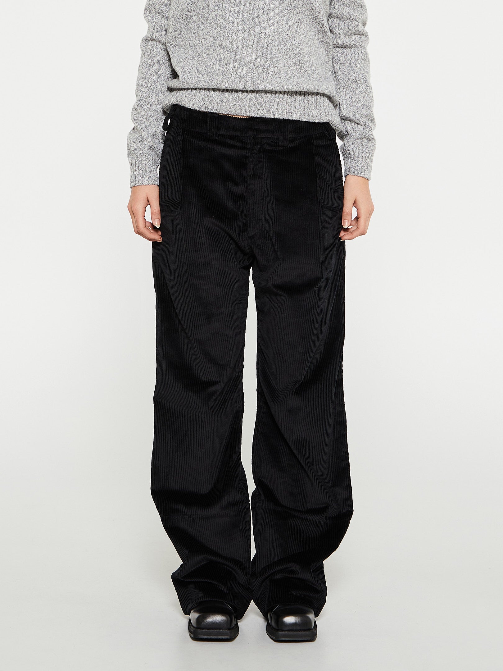 AF Agger - Corduroy Box Trousers in Black