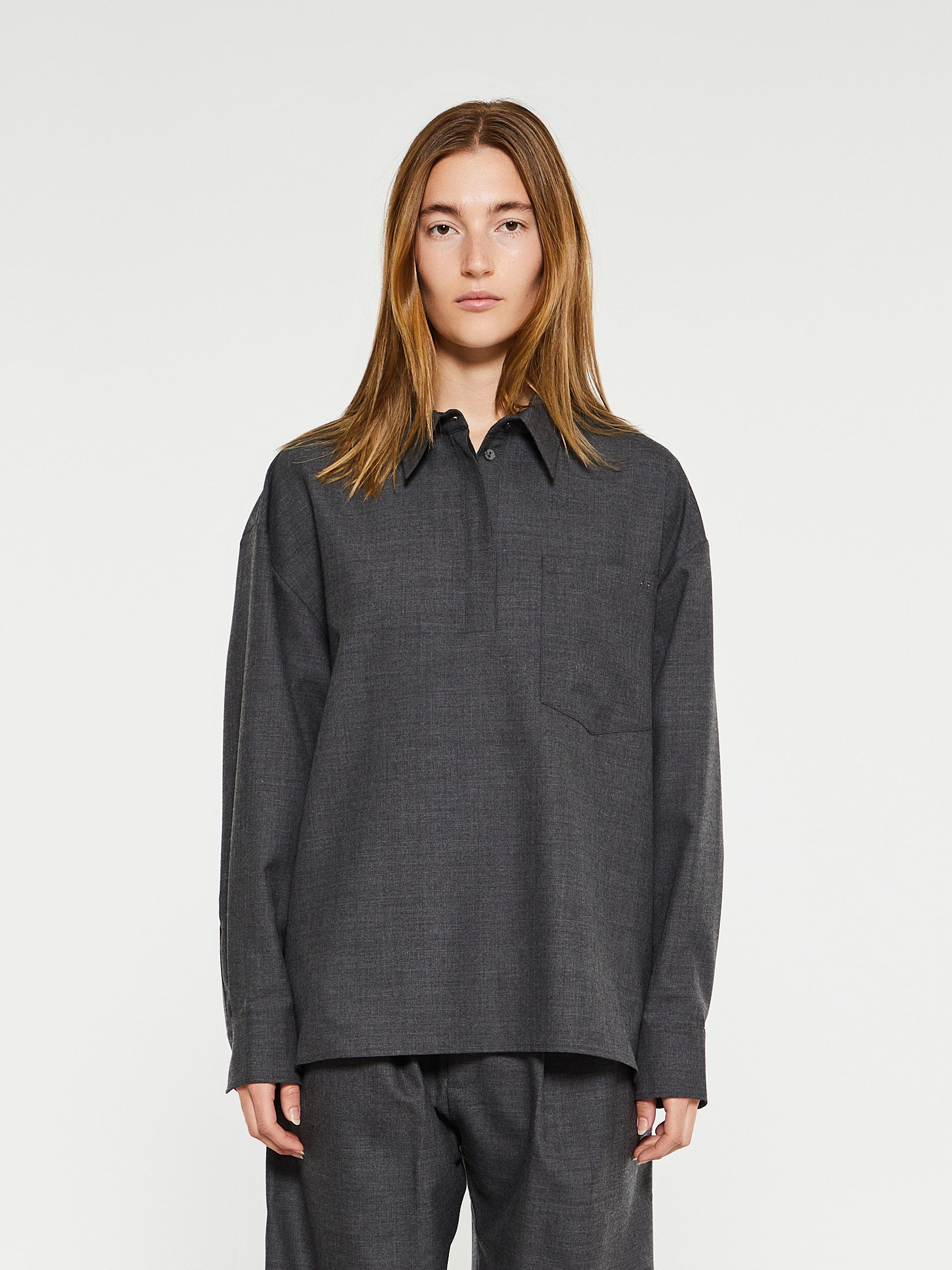 Af Agger - Fine Wool Polo Shirt in Grey