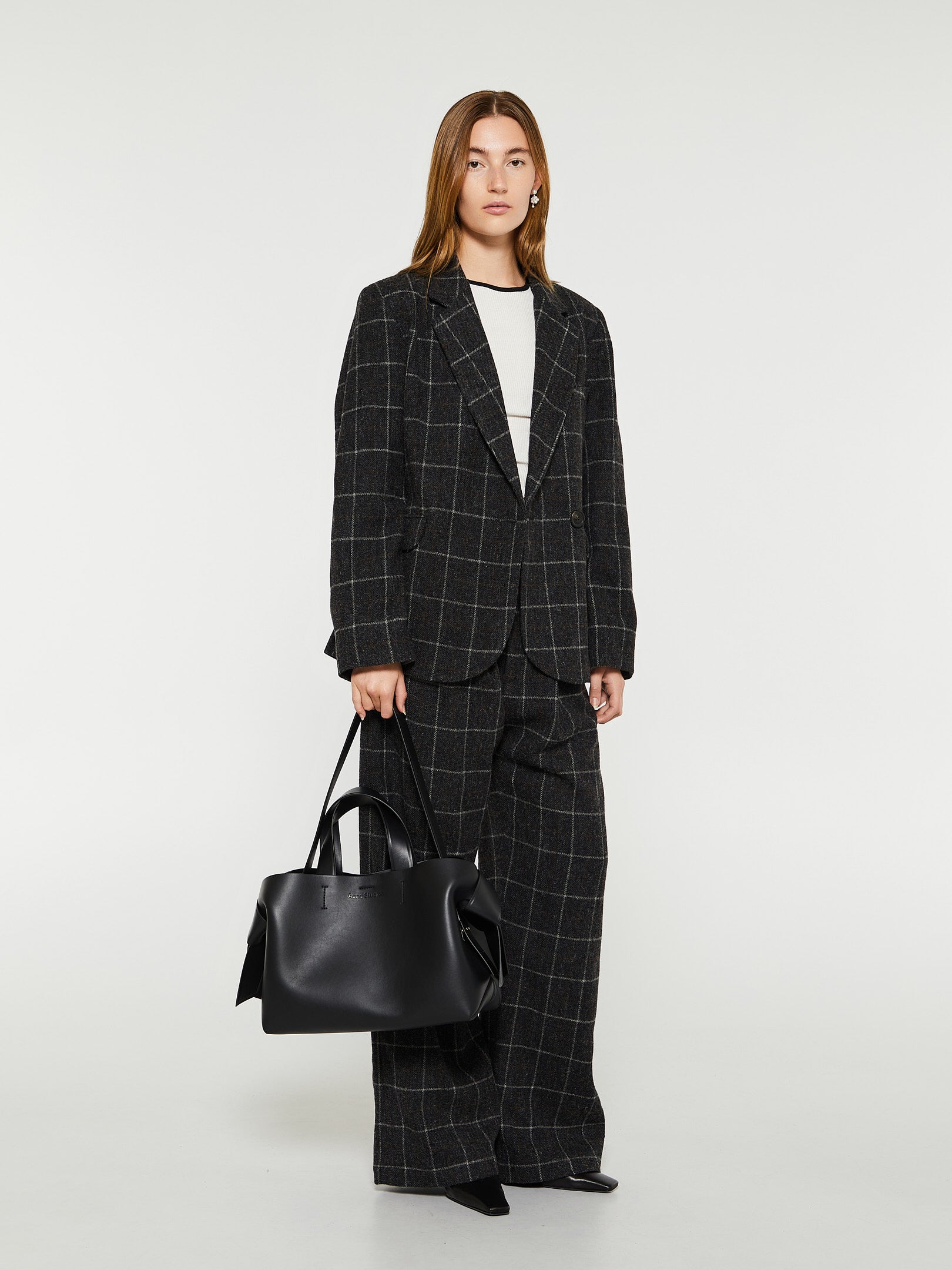 Shetlands Wool Oversize Blazer in Grey Check