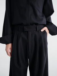 AF Agger - Fine Wool Wide Box Trousers in Navy
