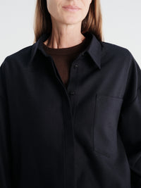 AF Agger - Fine Wool Oversize Shirt in Navy
