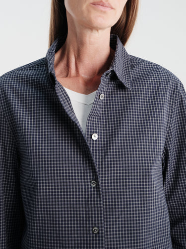 Dunst - Essential Slim Checked Shirt in Blue Navy