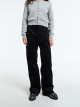 AF Agger - Corduroy Box Trousers in Black