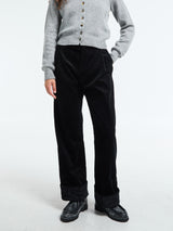 AF Agger - Corduroy Box Trousers in Black