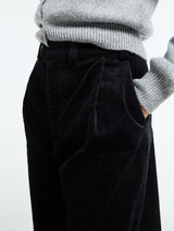 AF Agger - Corduroy Box Trousers in Black