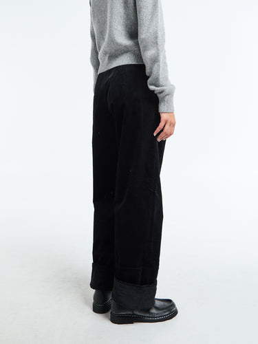 AF Agger - Corduroy Box Trousers in Black