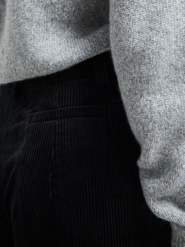 AF Agger - Corduroy Box Trousers in Black
