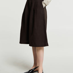 AF Agger - Linen Culottes Pants in Dark Brown