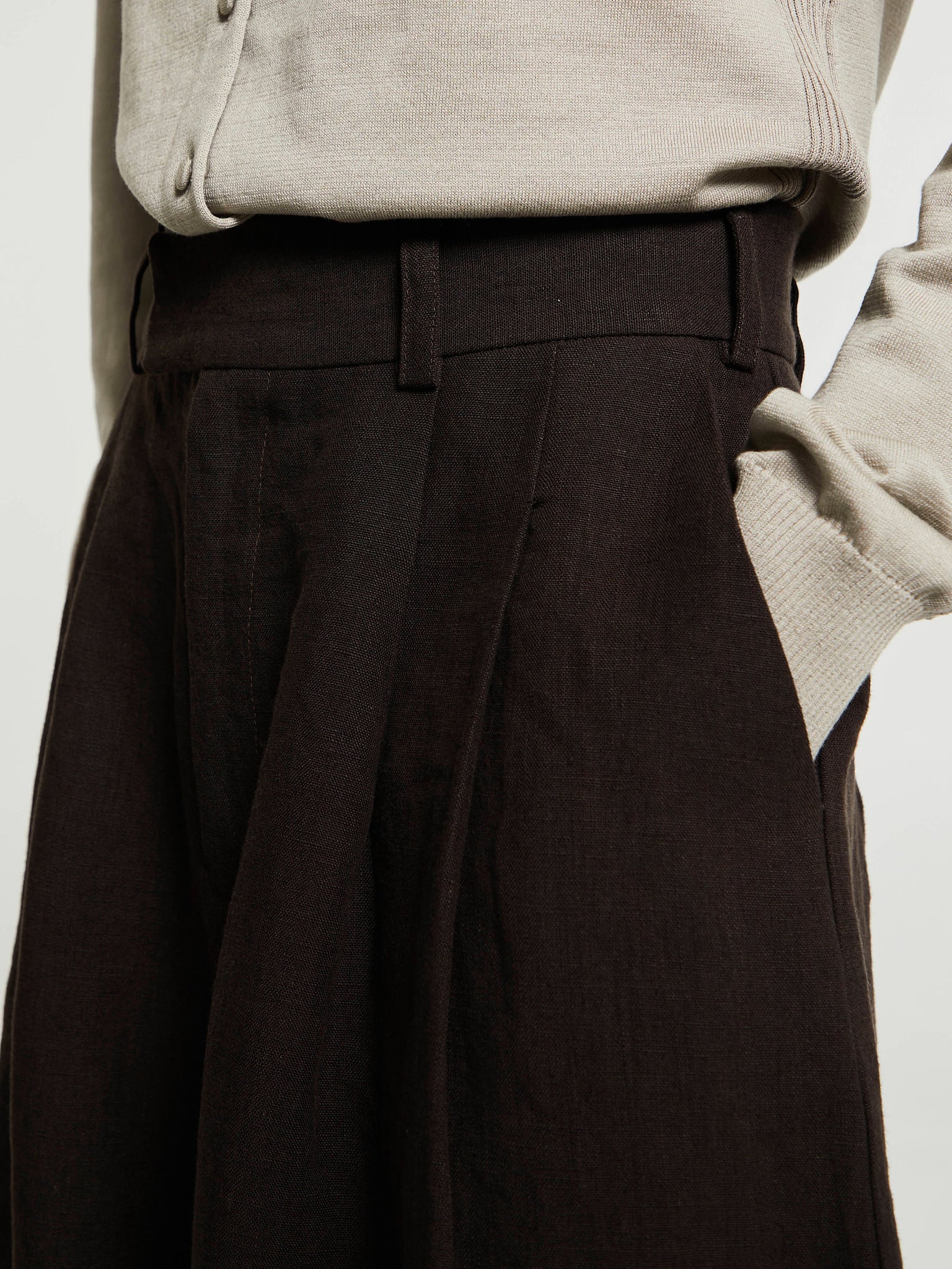 AF Agger - Linen Culottes Pants in Dark Brown