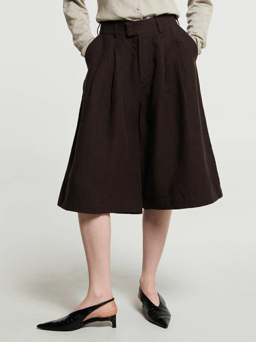 AF Agger - Linen Culottes Pants in Dark Brown