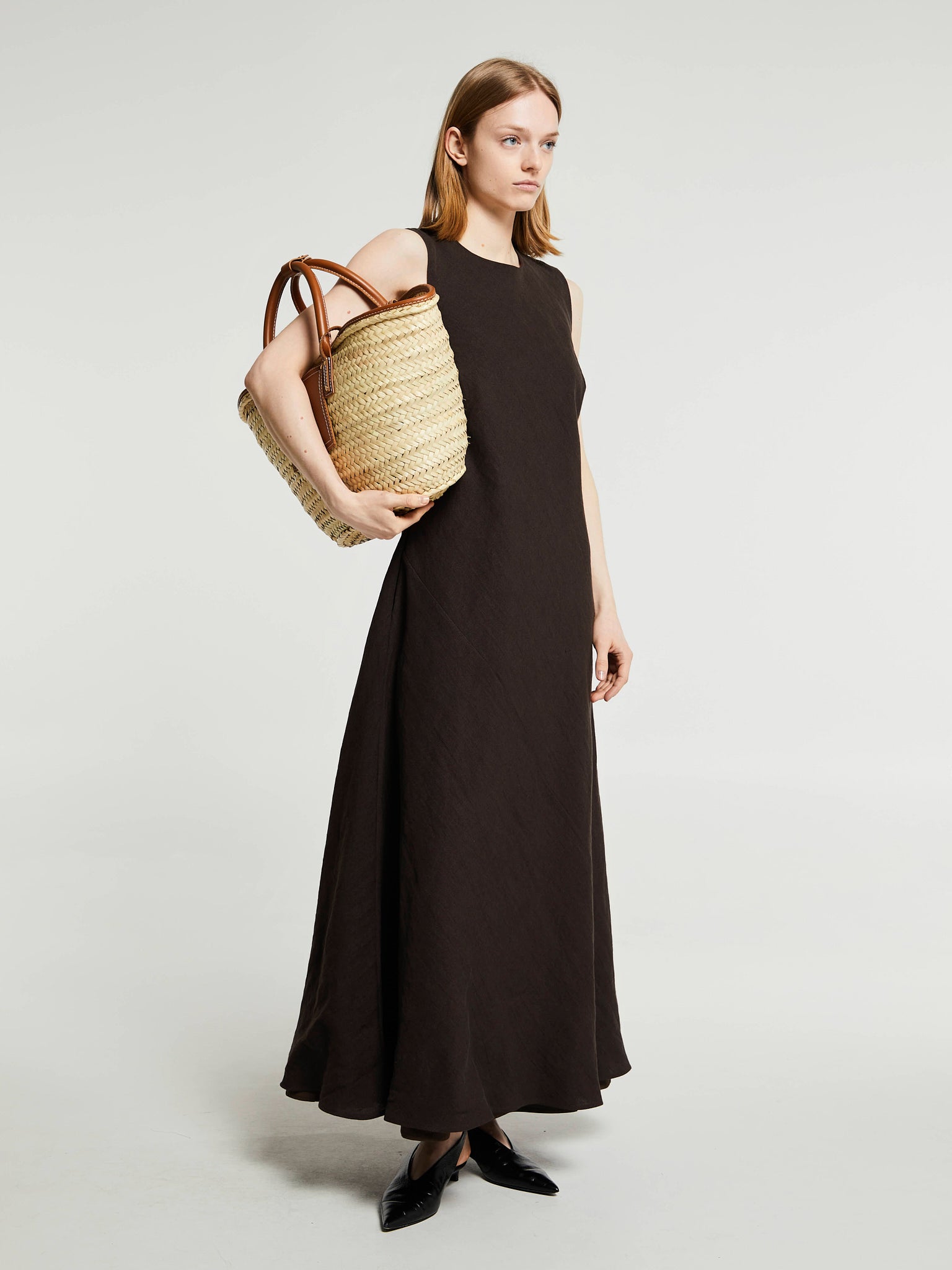 AF Agger - Linen Maxi Dress in Dark Brown