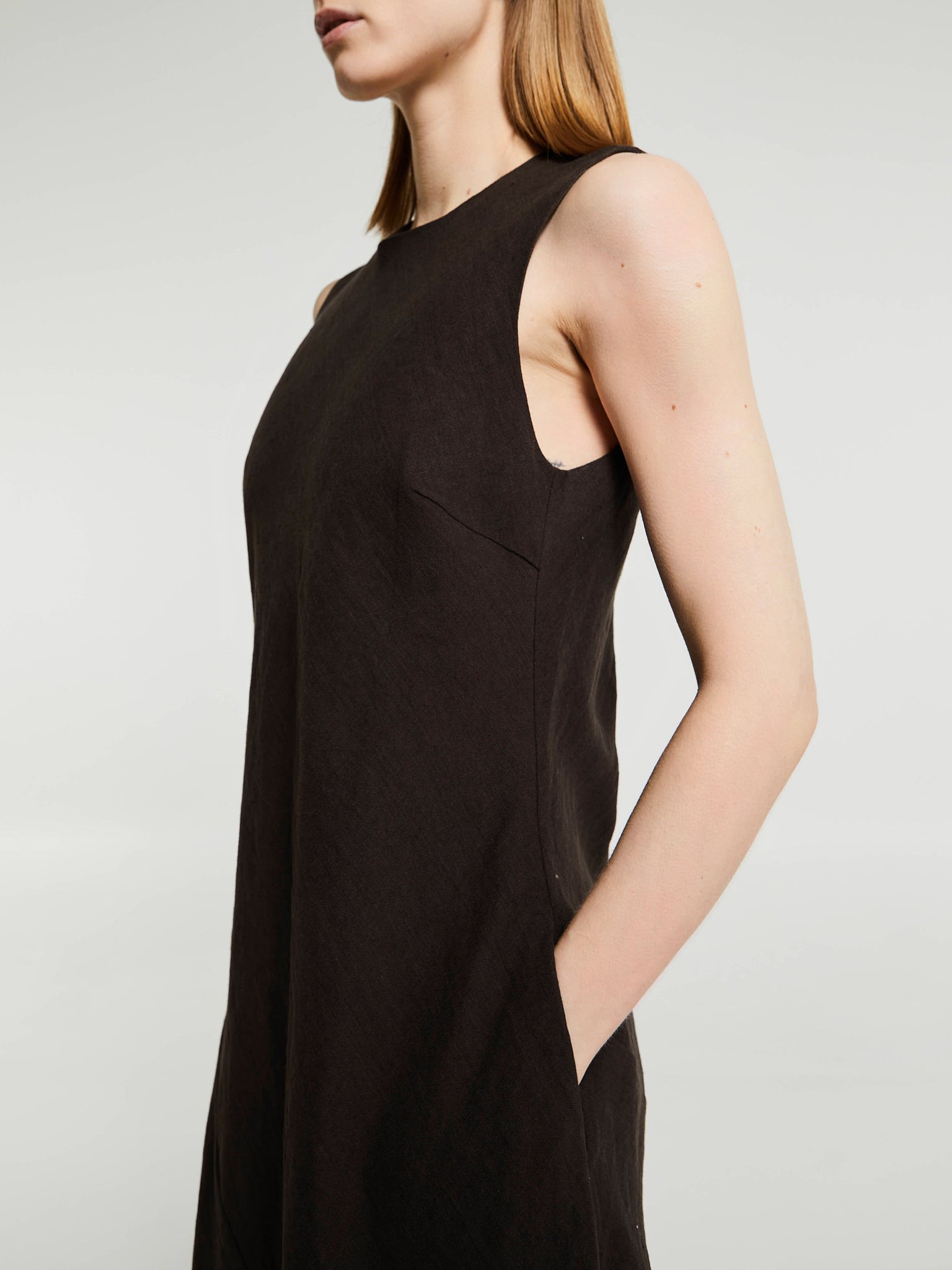 AF Agger - Linen Maxi Dress in Dark Brown