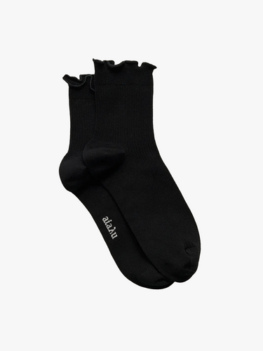 Cotton Frill Sock in Black