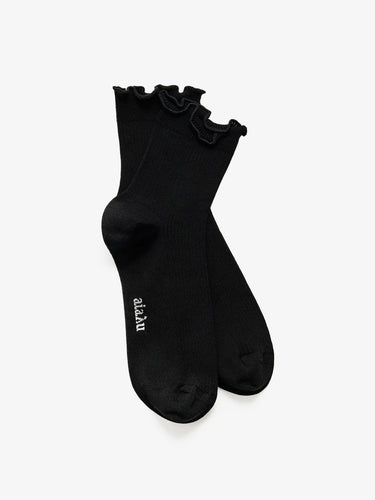 Cotton Frill Sock in Black