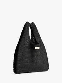 Aiayu - Sophia Straw Bag Medium in Black
