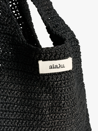 Aiayu - Sophia Straw Bag Medium in Black