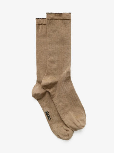 Silk Rib Socks in Golden Light