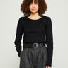 Aiayu - Rib Long Sleeve T-Shirt in Black