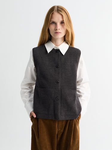 Elva Vest in Dark Brown Melange