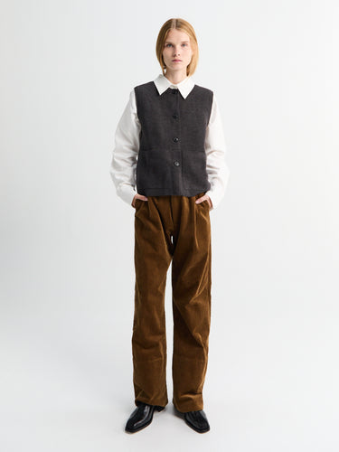 Aiayu - Elva Vest in Dark Brown Melange