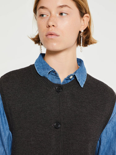 Aiayu - Elva Vest in Dark Brown Melange