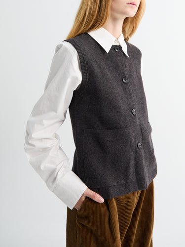 Aiayu - Elva Vest in Dark Brown Melange