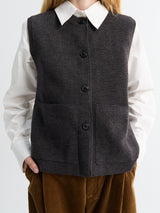 Aiayu - Elva Vest in Dark Brown Melange