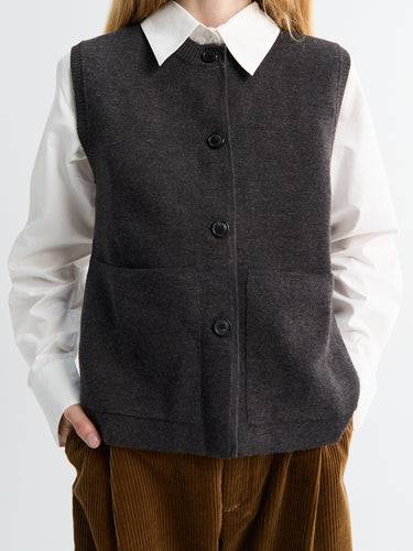 Aiayu - Elva Vest in Dark Brown Melange