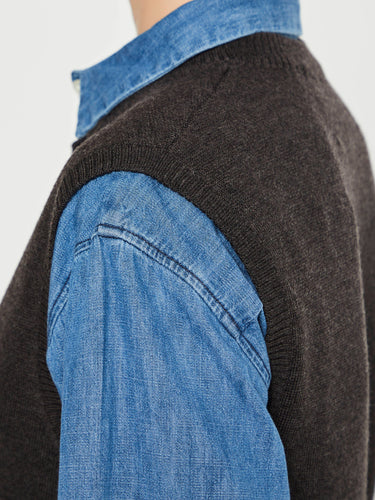Aiayu - Elva Vest in Dark Brown Melange