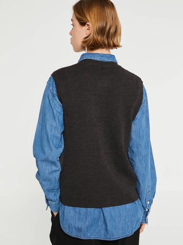Aiayu - Elva Vest in Dark Brown Melange