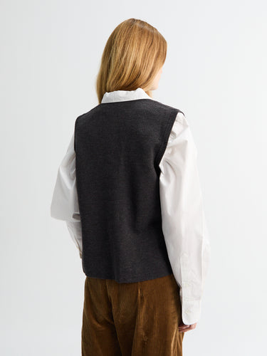 Aiayu - Elva Vest in Dark Brown Melange