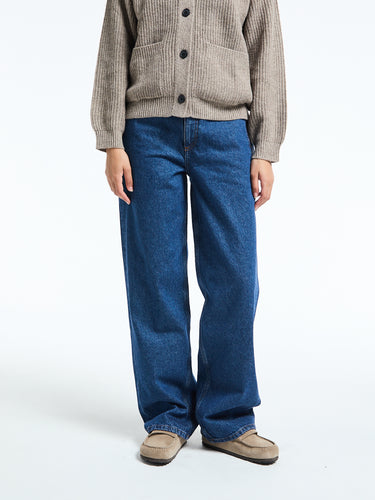 Aiayu - Carlo Midwaist Wide Jeans in Mid Blue