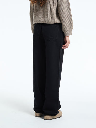 Aiayu - Carlo Midwaist Wide Jeans in Black Tea