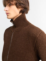 Andersen-Andersen - Navy Full Zip Pockets Knitwear in Natural Brown
