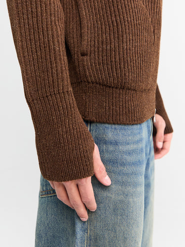 Andersen-Andersen - Navy Full Zip Pockets Knitwear in Natural Brown