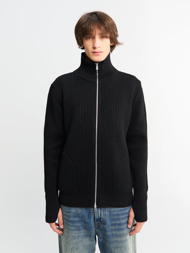 Andersen-Andersen - Navy Full-Zip Pockets Knitwear in Black