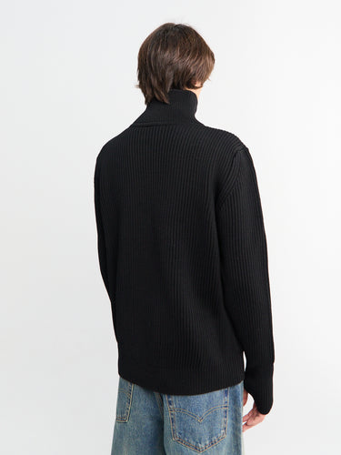 Andersen-Andersen - Navy Full-Zip Pockets Knitwear in Black